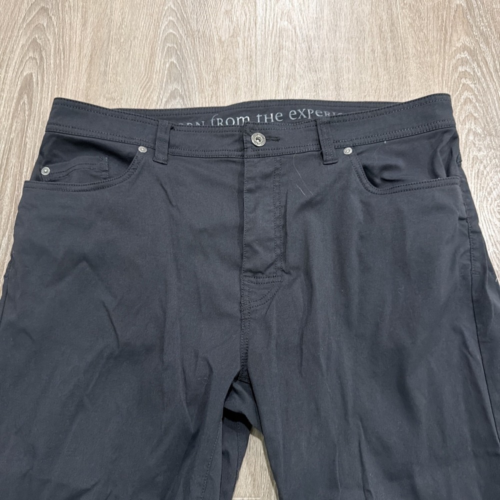Prana Brion Pants Men 38x30 Black Slim Fit Nylon Stretch Outdoor Hiking Camping - Picture 2 of 8